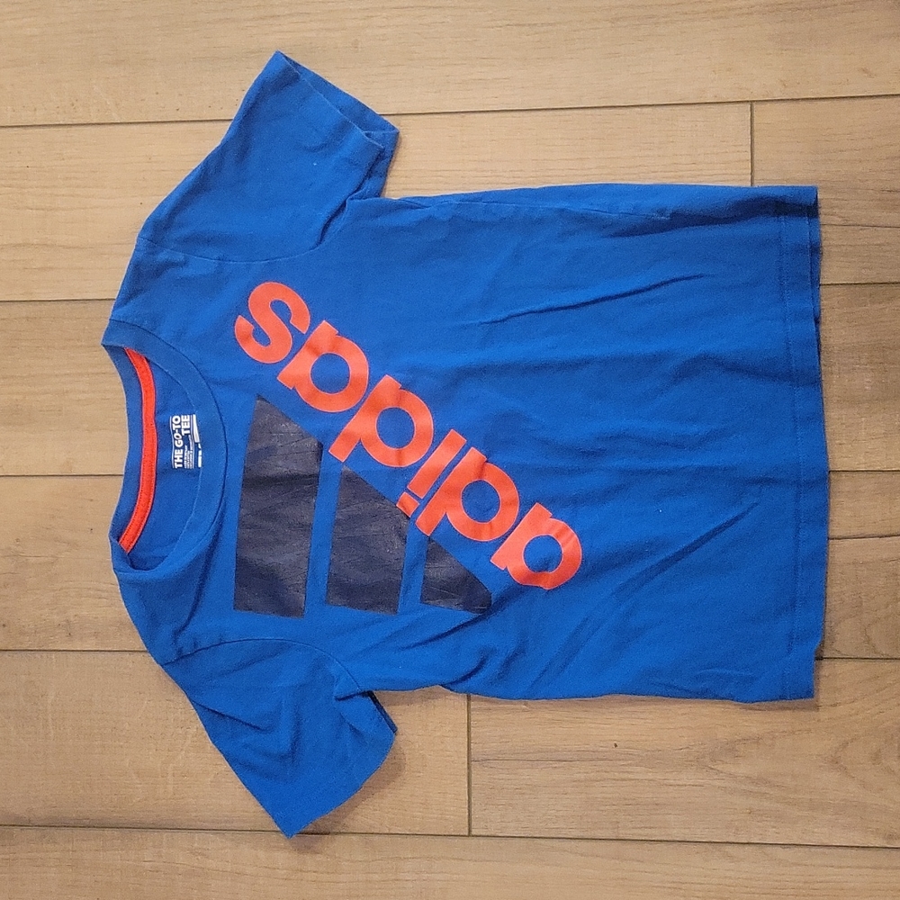 Adidas Blue Orange Go-To Tee Boys Sz 7x